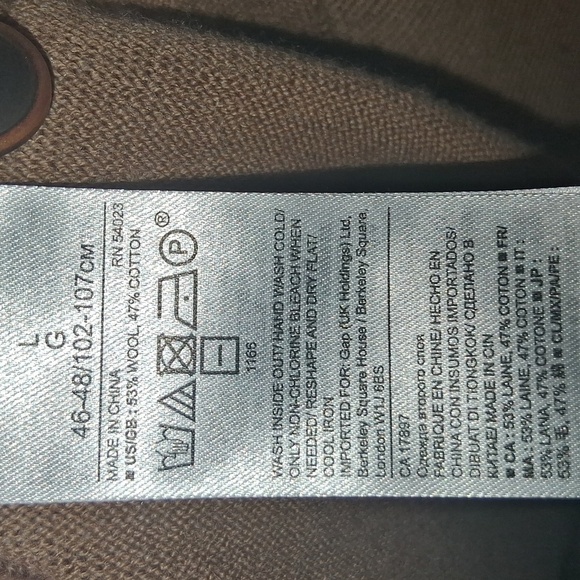 Banana Republic Wool Cotton Blend Tan Black Classic Cardigan L - Picture 6 of 7